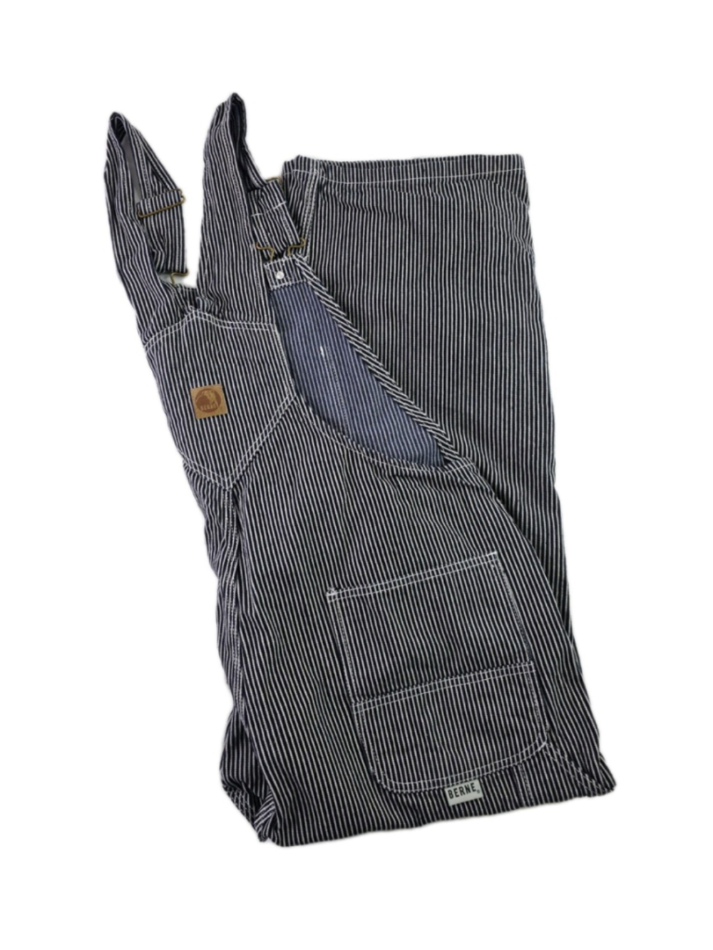 Berne Men RailRoad Conductor Stripped Bib Overalls Relax fit Size 42/30